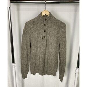 Banana Republic Sweater Mens Small Brown 1/4 Button Merino Wool Pullover Jumper